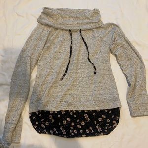 Cowl-neck floral sweatshirt